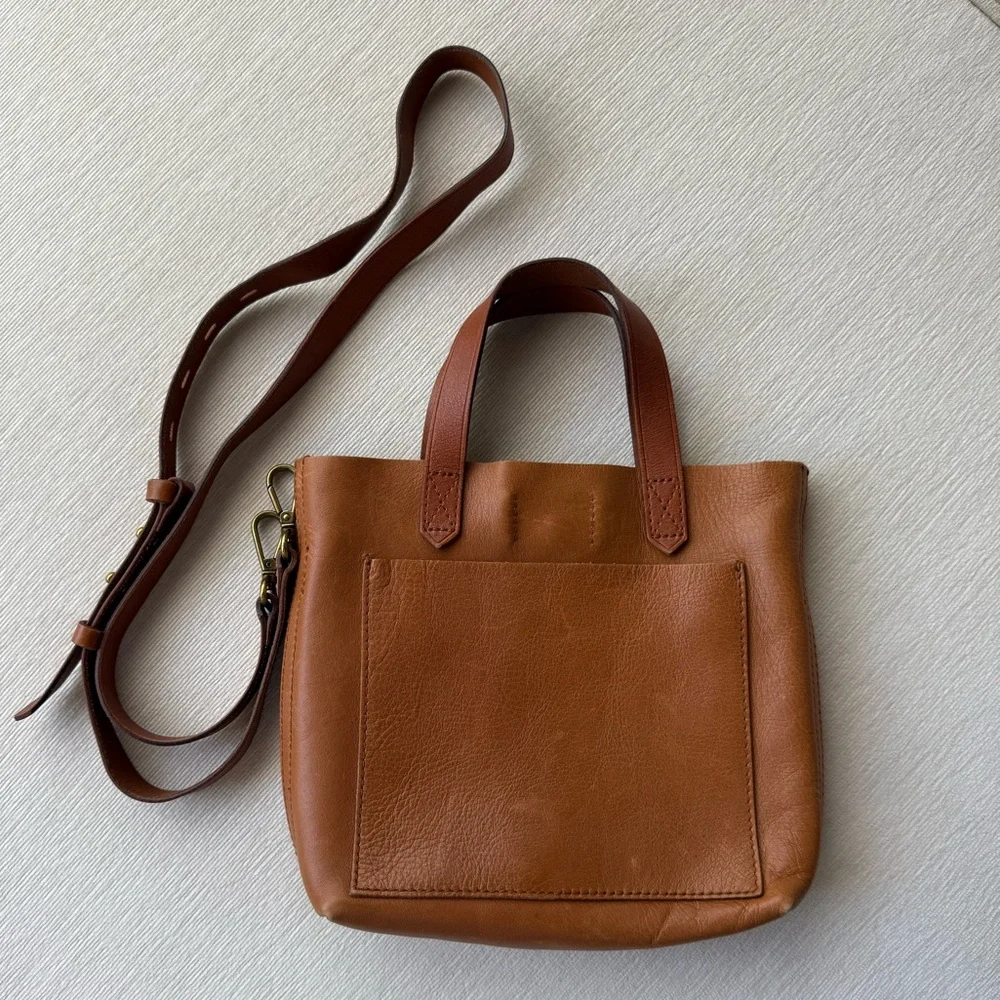 Madewell Cognac Brown Leather Crossbody Tote